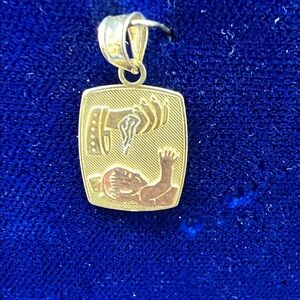 Try Color Gold Toned Infant Motif Pendant Necklace